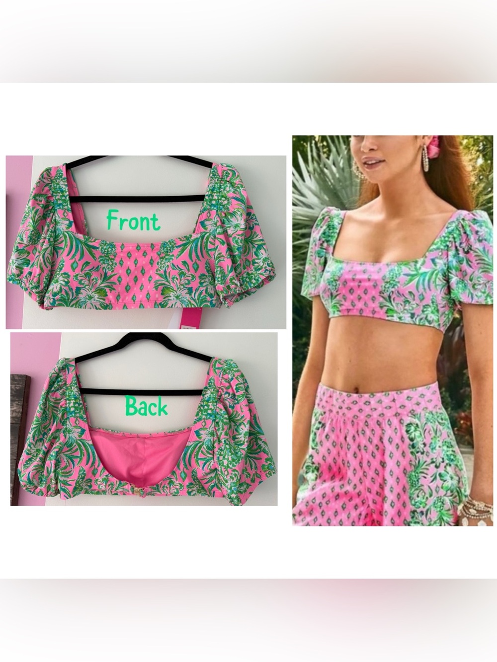 Lilly Pulitzer NWT size 8 oh Diamond Girl Ressina swim top pink green bikini